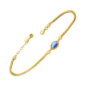 14 Ayar Mavi Opal Taşlı Balıksırtı Altın Bileklik 4.25gr