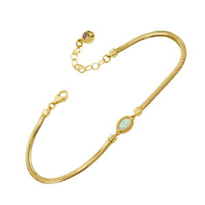 14 Ayar Opal Taşlı Balıksırtı Altın Bileklik 3.88gr